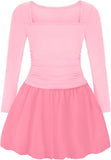 EXARUS Girls Dress Off The Shoulder Bodycon/Bubble Long Sleeve Teen Ruched Homecoming Dance Party Prom Tween Dresses