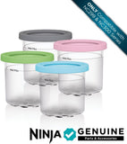 Ninja Creami Pints 4 Pack, Compatible with NC299AMZ & NC300s Series Creami Ice Cream Makers, Genuine Ninja Pint, BPA-Free & Dishwasher Safe, Color Lids, Clear/Grey/Lime/Pink/Aqua, XSKPLD4BCD