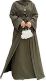 2PCS Women's Muslim Dresses Abaya Islamic Dubai Prayer Dress Robe Long Cardigan Maxi Dress