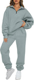 AUTOMET Women's Sweatsuits 2 Piece Outfits Lounge Sets Long Sleeve Half Zip Pullover and Baggy Sweatpants with Pockets