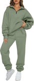 AUTOMET Women's Sweatsuits 2 Piece Outfits Lounge Sets Long Sleeve Half Zip Pullover and Baggy Sweatpants with Pockets