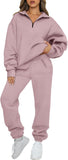 AUTOMET Women's Sweatsuits 2 Piece Outfits Lounge Sets Long Sleeve Half Zip Pullover and Baggy Sweatpants with Pockets