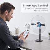 Wiilala 3D Hologram Fan 3D Circle App Hologram Advertising Display 224 Lights 11.81WiFi Holographic LED Fan Creative Advertising Design Store SignDesktop Display Stand With Protective Cover