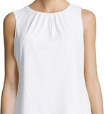 DKNY Women's Pleated-Neck Top, Cream, Size XL