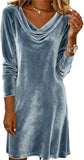 OSCORP Women’s Velvet Cowl Neck Mini Dress – Long Sleeve Party Cocktail Dress for Fall Winter 2025
