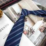 Retro Coffee Color Orange Red Striped Tie Hand Hit 8CM Men