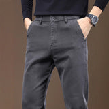 Chaolunbu Mens Light Mature Casual Pants Straight