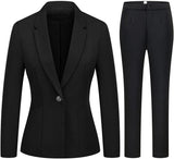 MODFUL Women's 2 Piece Business Suit Pant Set Slim Fit One Button Blazer Jacket Lady Work Suit for Office