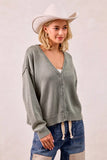 BiBi Washed Sweater V Neck Cardigan
