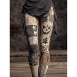 Womens All-Match Fashionable Printed Knitted Leggings