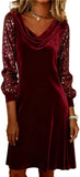 OSCORP Women’s Velvet Cowl Neck Mini Dress – Long Sleeve Party Cocktail Dress for Fall Winter 2025
