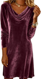 OSCORP Women’s Velvet Cowl Neck Mini Dress – Long Sleeve Party Cocktail Dress for Fall Winter 2025