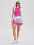 Airfree Tennis Skirt Sets for Women Outfits Lapel Collar Sleeveless Vests Patchwork Pleated Skirt Sets