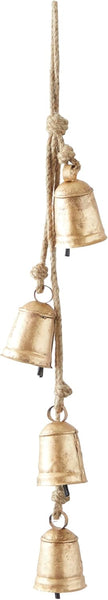 Deco 79 Rustic Metal Cowbell Decorative Bells, 4" x 3" x 29.01", Gold