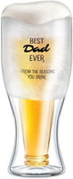 Funny Freezer Glass Gift for Dad for Birthday/Christmas (Freezable Ice Liquid-Gel) Chiller Cooling Cup - Upside Down Beer Bottle Best Dad Ever (Gift Boxed)