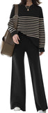 ETCYY NEW Womens Elegant Lounge Sets Knitted Sweatsuit Sets 2 Piece Outfits with Sweater Tops and Wide Leg Sweatpants