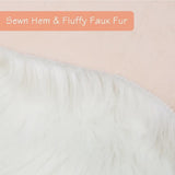 duduta White Faux Sheepskin Throw Rug 2x3 ft, Fluffy Shag Fur Chair Cover Small Bedside Dorm Rug Non Slip Washable