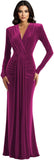 Long Sleeve Velvet Bridesmaid Dress with Tie 2026 V Neck Mermaid Maxi Formal Evening Dress AS010