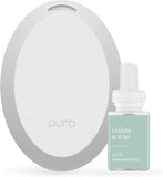Pura Mini Smart Fragrance Diffuser for Small Spaces Adjustable Smart Home Device with LED Light & Automatic Vial Detection - Includes 1 Scent Refill; White Tea no.1