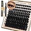 Focipeysa Eyelash Extension Kit, 200pcs 80D Mink Fur False Eyelashes, 10-18mm DIY Lash Clusters, Matte Black, Vegan, Cruelty Free, Includes Lash Bond & Remover, Tweezers