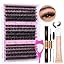 Focipeysa Eyelash Extension Kit, 200pcs 80D Mink Fur False Eyelashes, 10-18mm DIY Lash Clusters, Matte Black, Vegan, Cruelty Free, Includes Lash Bond & Remover, Tweezers