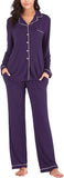 Aamikast Women's Pajama Sets Long Sleeve Button Down Sleepwear Nightwear Soft Pjs Lounge Sets