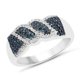 0.67 Carat Genuine Blue Diamond and White Diamond .925 Sterling Silver Ring