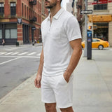 Mens Spring New Solid-Color Jacquard Zip-Up Set