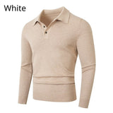 Fashionable Lapel-Neckline Buttoned Casual Pullover Base-Layer Knit Sweater