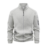 Zippered Pocket Long-sleeve Stand-collar Cardigan Sweatshirt