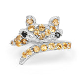 1.00 Carat Genuine Citrine & Black Spinel .925 Sterling Silver Ring