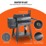 53" Heavy Duty Portable Wood Pellet BBQ Grill With Cart (SAK93641)