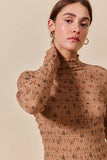 SO ME Floral Print Textured Long Sleeve Knit Top