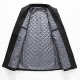 Stand-collar Cotton-lined Wrinkle-resistant Mid-length Wool Coat