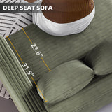 102.4 ' Plush Corduroy 4-Seat Sofa,Modern Comfy Upholstered Sofa Cloud Couch,Deep Seat Couches with Soft Pillows,Convertible Deep Seat Sofa Lounge Chair for Living Room Bedroom,Apartment,Office,Green
