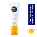 Nivea Sun SPF 50 Facial Sunscreen: High Protection, Moisturizing, Non-Greasy - Sensitive Skin Formula, UVA/UVB Defense - 1.69 fl oz