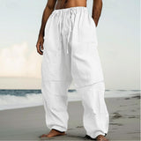 Beach Straight-leg Pants Plain Color Comfortable Daily Street
