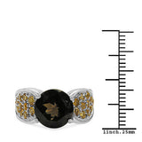 3.78 Carat Genuine Smoky Quartz & Citrine .925 Sterling Silver Ring