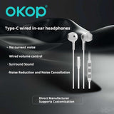 KP-244 Wired Earphones With In-Line Controls USB-C Connector Semi-In-Ear Design High Volume High Sound Quality Low Latency Gaming-Ready Hot-Selling Item In Stock