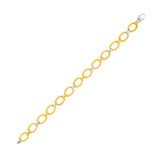 14k Two-Tone Gold Chain Bracelet with Textured Oval Links