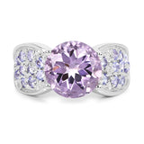 4.07 Carat Genuine Amethyst & Tanzanite .925 Sterling Silver Ring