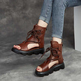 Soft Leather Platform Sandals for Women - Summer Style