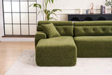 105' Modula Compression Sponge L-Shaped, Chesterfield-Inspired Design, No-Assembly Chenille Couch, 30D High-Density for Living Room, Bedroom, Apartment.Green.