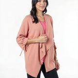 Jm Collection Draped-Front Ruched-Sleeve Cardigan, Size Small