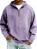 Mens Solid-Color Casual Hooded Zip-Up Sweatshirt