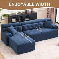 105'' Cloud Sectional Couch with L-Shape Chaise,Modern Modular Sofa with Deep Seat, Boneless Sofa for Living Room Bedroom,No Assembly Required,Blue.