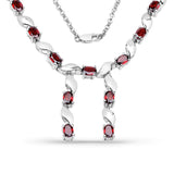 7.65 Carat Genuine Garnet .925 Sterling Silver Necklace
