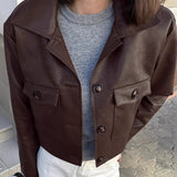New Loose Slimming Locomotive Style Fashion Leather Coat