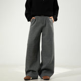 Wool Straight-leg Loose Pleated Casual Pants Thickened Long Trousers For Men