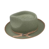 Olive Green Rolled-brim Straw Hat With Bow For Sun Protection Artistic Style For Men And Women